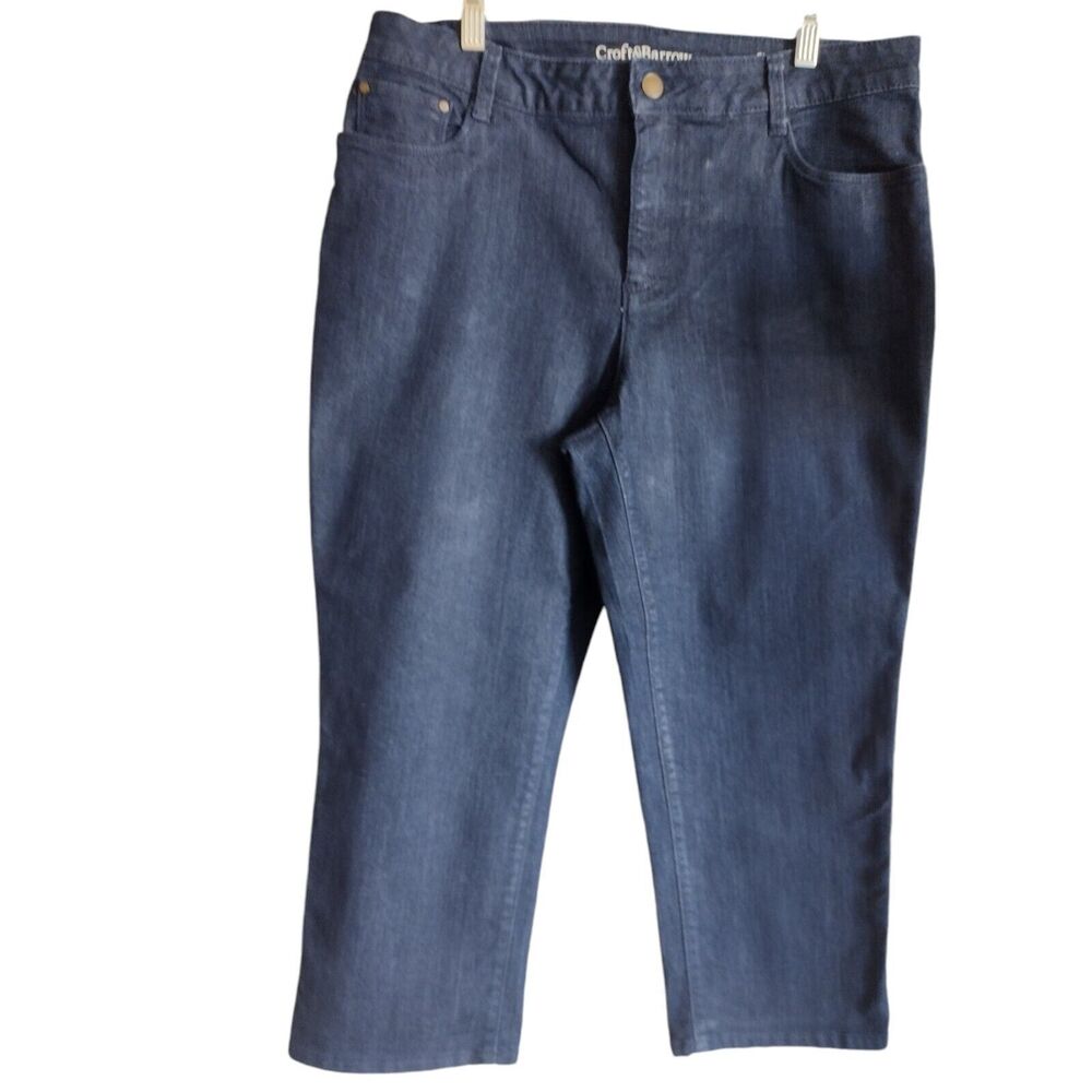 Croft & Barrow Women Size 12 Stretch Classic Fit Pockets Denim Blue Jeans Capris